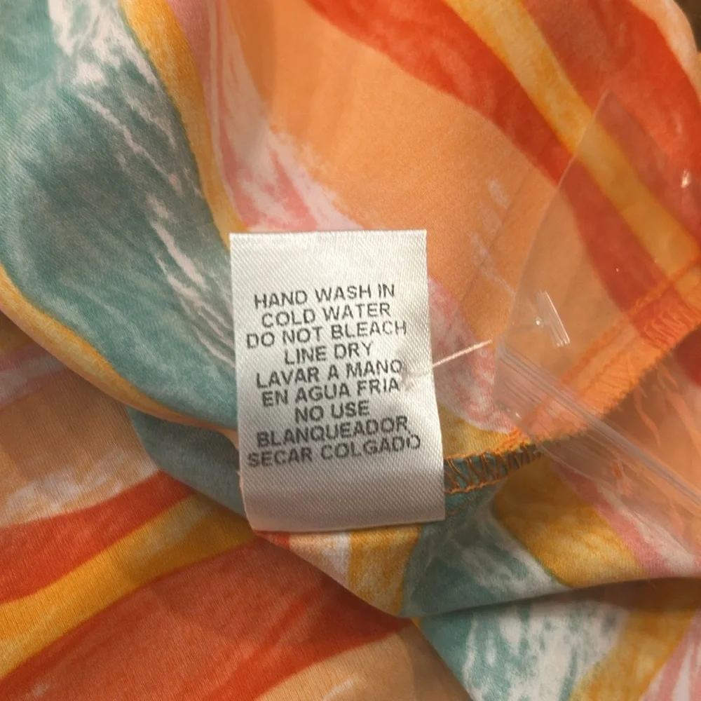 Entro Multicolor Loose Fit Button Up Short Sleeve Top Women’s Size Large - Picture 9 of 10